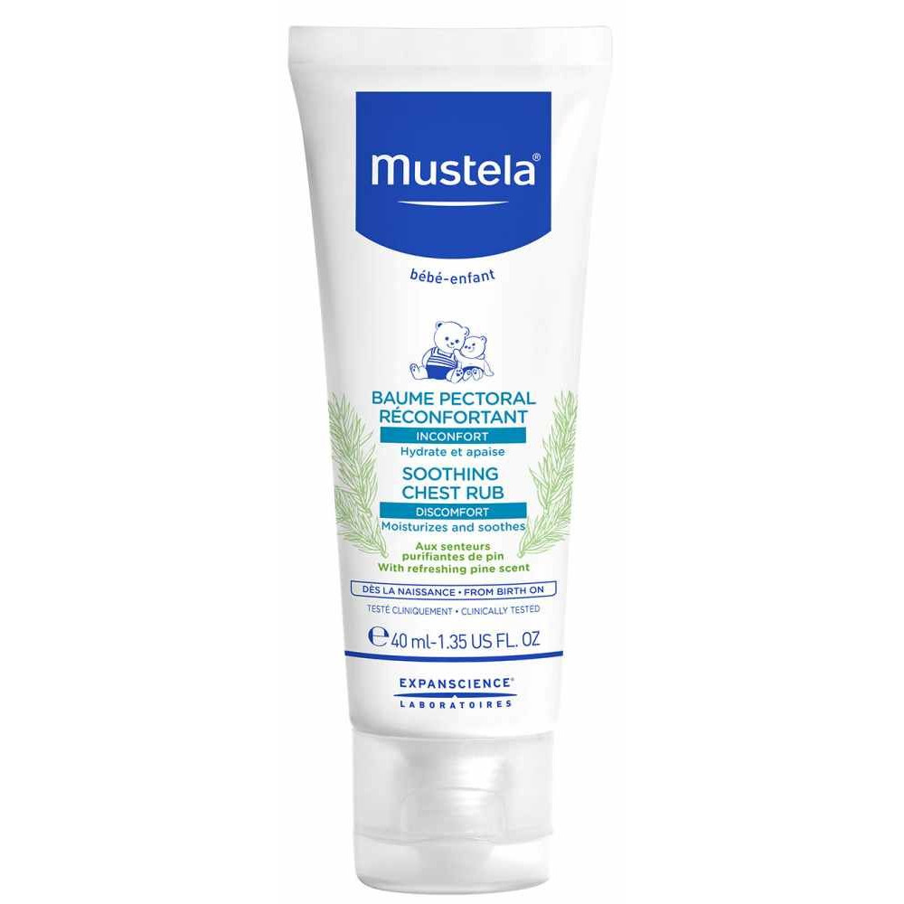 MUSTELA SOOTHING CHEST RUB MOISTURIZES & SOOTHES успокояващ пекторален балсам за масаж на гърдите за бебета и деца 40 мл