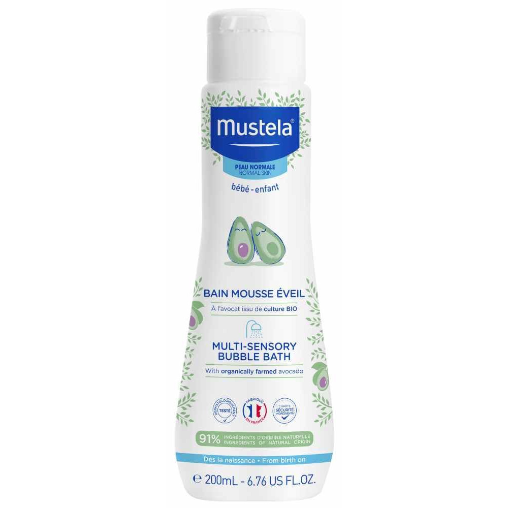MUSTELA MULTI-SENSORY BUBBLE BATH пяна за вана за бебета и деца с АВОКАДО 200 мл