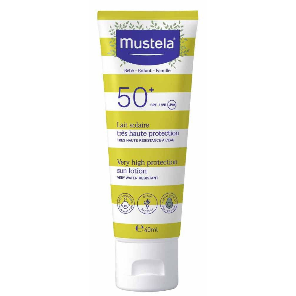 Mustela Bebe Слънцезащитен лосион SPF50+ за лице и тяло за бебета и деца от деня на раждането 40мл - Mustela Bebe Слънцезащитен лосион SPF50+ за лице и тяло за бебета и деца от деня на раждането 40мл -