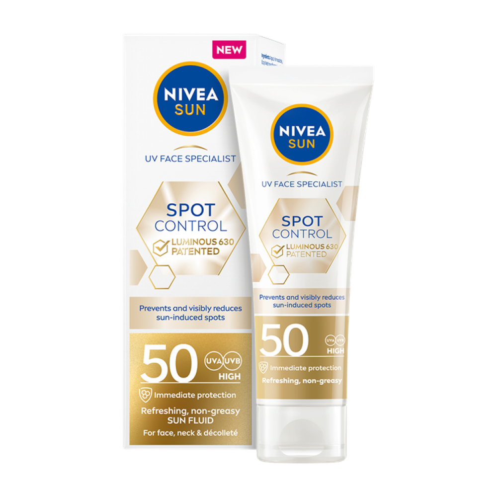НИВЕА SUN LUMINOUS 630 DARK SPOT CONTROL SPF50+ слънцезащитен крем за ...