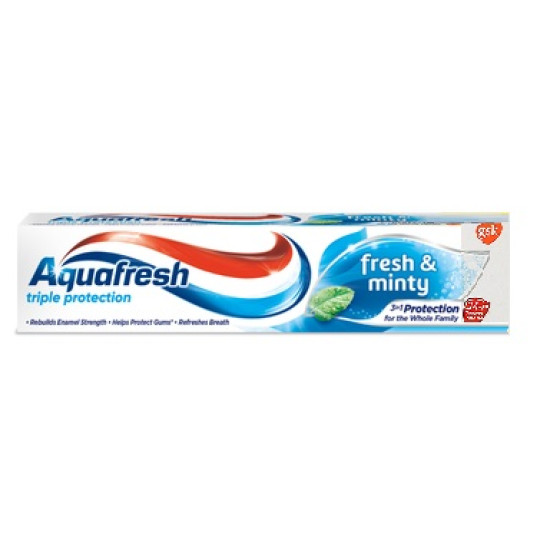 АКВАФРЕШ паста за зъби FRESH&MINTY ТРОЙНА ЗАЩИТА 50 мл/синя/