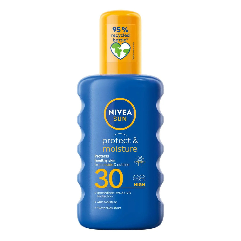 НИВЕА SUN SPF30 PROTECT & MOISTURE слънцезащитен СПРЕЙ 200 мл - Слънцезащита