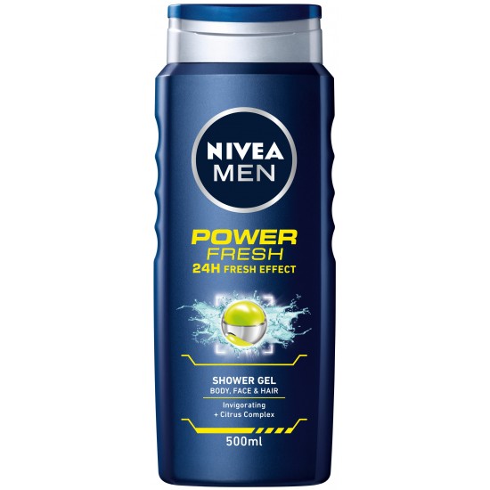 НИВЕА MEN POWER FRESH EFFECT 24H душ гел за мъже 500 мл