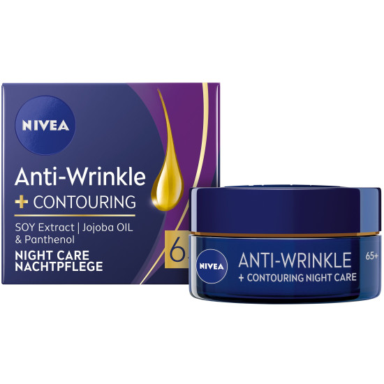 NIVEA ANTI-WRINKLE + CONTOURING 65+ контуриращ нощен крем за лице против бръчки 50 мл