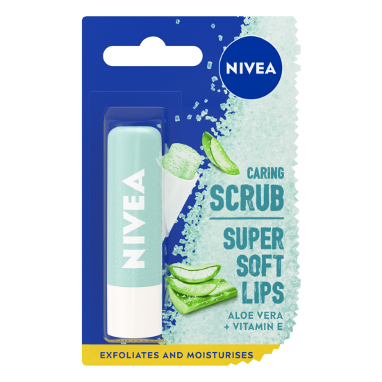 НИВЕА CARING SCRUB SUPER SOFT LIPS пилинг за устни с алое 4,8гр/5,5 мл