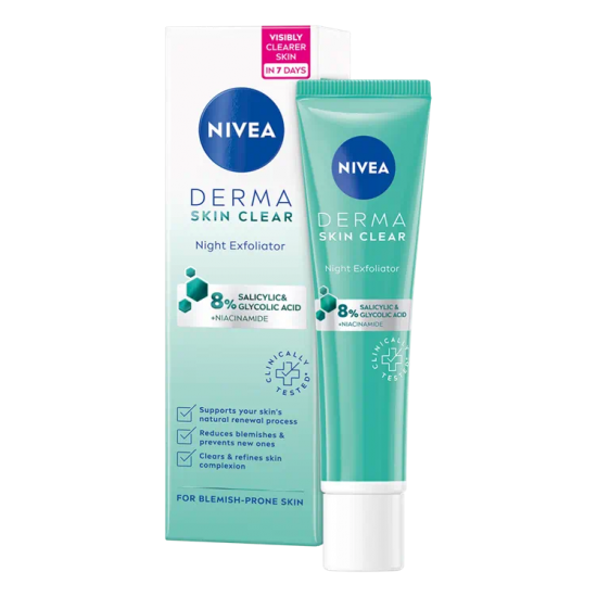 NIVEA DERMA SKIN CLEAR обновяващ нощен пилинг за лице 40 мл