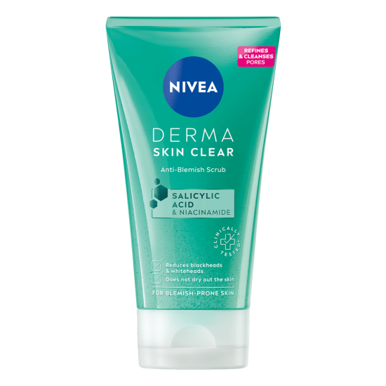 НИВЕА DERMA SKIN CLEAR скраб за лице за черни точки 150 мл