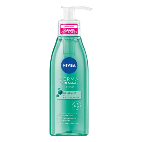 NIVEA DERMA SKIN CLEAR измиващ гел за лице за мазна и акнеична кожа 150 мл