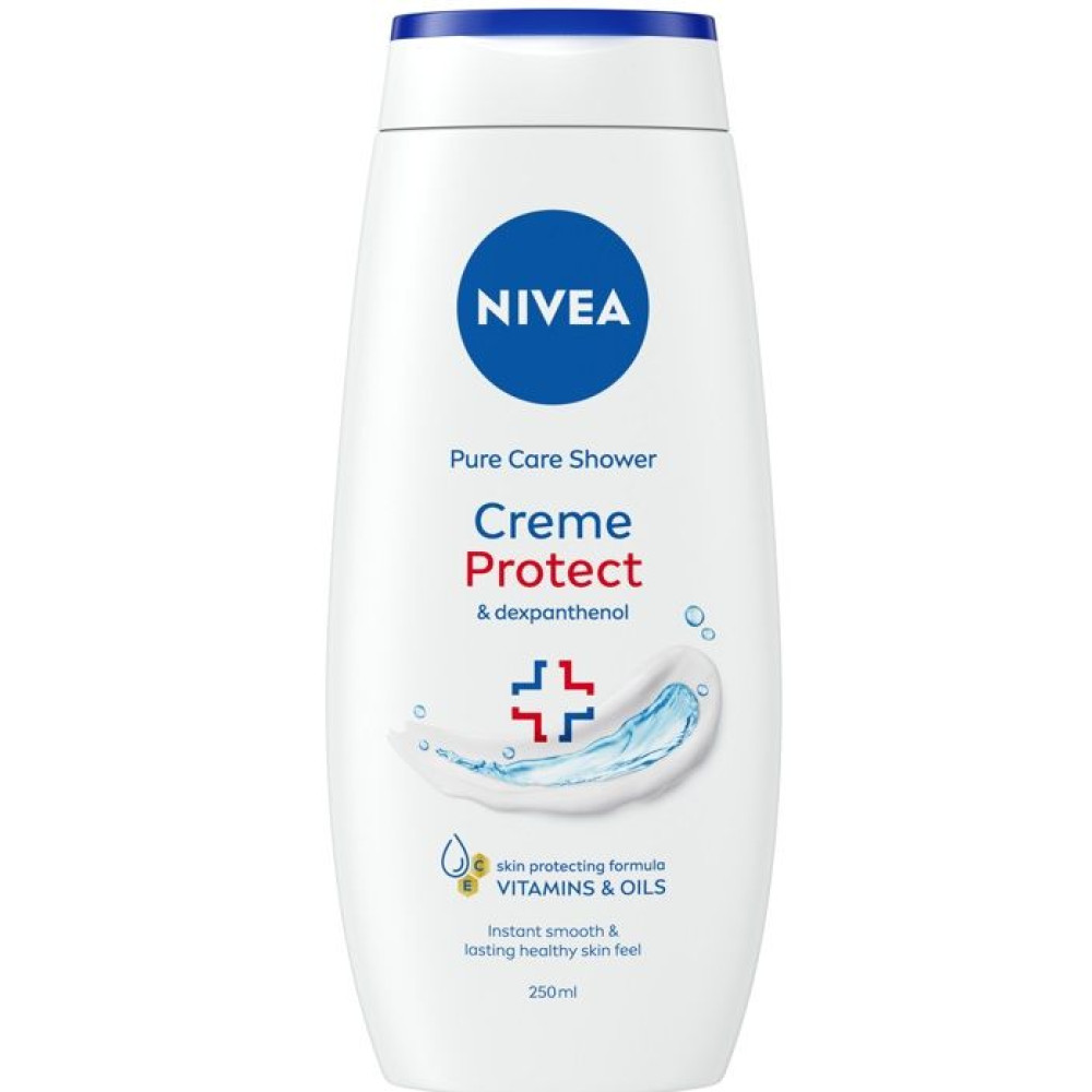 НИВЕА CREME PROTECT успокояващ кожата душ-гел с Декспантенол Витамини и Масла250 мл - Грижа за лицето и тялото НИВЕА CREME PROTECT успокояващ кожата душ-гел с Декспантенол Витамини и Масла250 мл - Грижа за лицето и тялото