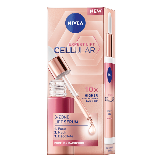 NIVEA CELLULAR EXPERT LIFT 3-ZONE серум против бръчки на лице шия и деколте 30 мл