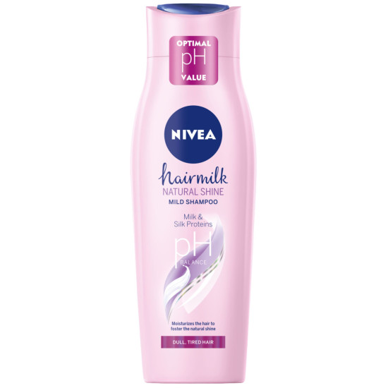 НИВЕА HAIRMILK NATURAL SHINE възстановяващ и хидратиращ шампоан за увредена коса 250 мл