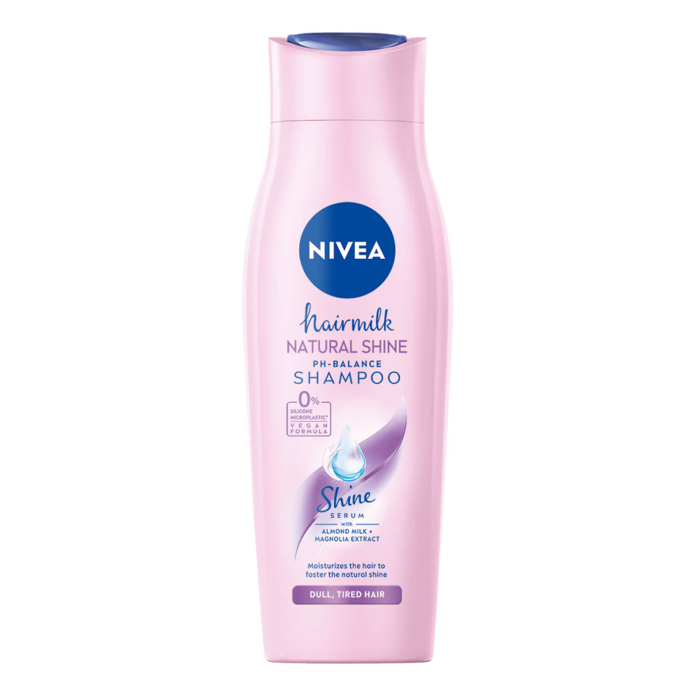 NIVEA HAIRMILK NATURAL SHINE възстановяващ и хидратиращ шампоан за увредена коса 400 мл