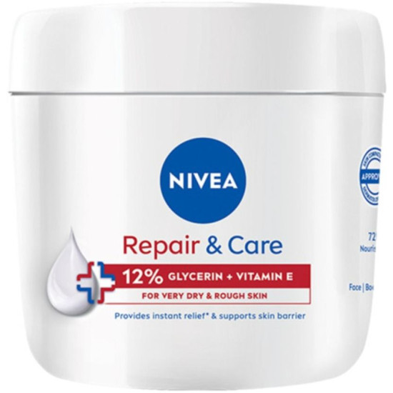 NIVEA REPAIR & CARE 12% GLYCERIN + VITAMIN E мултифункционален крем за лице ръце и тяло за много суха и загрубяла кожа 400 мл