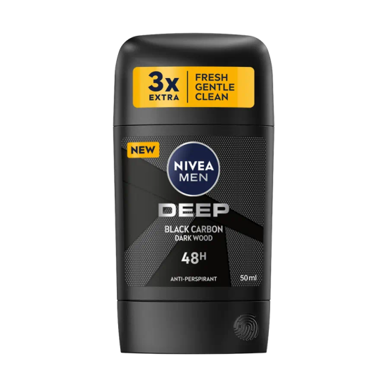 NIVEA MEN DEO DEEP BLACK CARBON DARK WOOD 48H део стик против изпотяване за мъже 50 мл