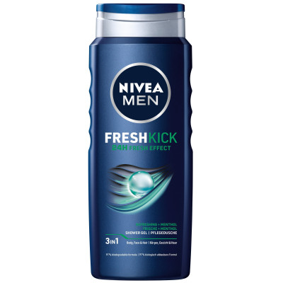 НИВЕА MEN FRESH KICK освежаващ душ гел за лице, коса и тяло за мъже 500 мл