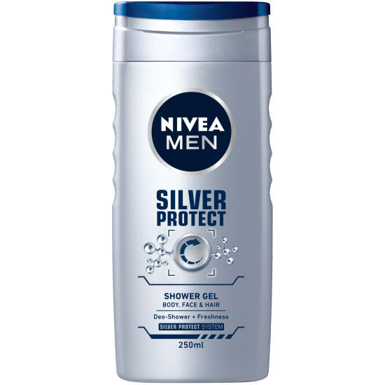 NIVEA MEN SILVER PROTECT душ гел за лице, коса и тяло за мъже 250 мл