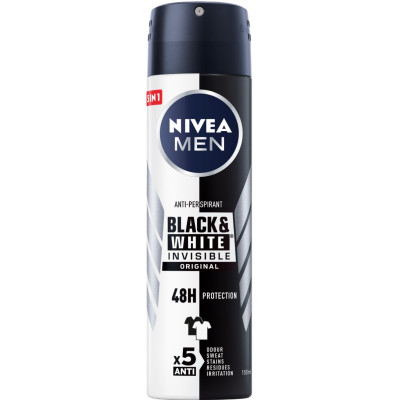 НИВЕА MEN DEO INVISIBLE BLACK & WHITE ORIGINAL део спрей против изпотяване за мъже 150 мл