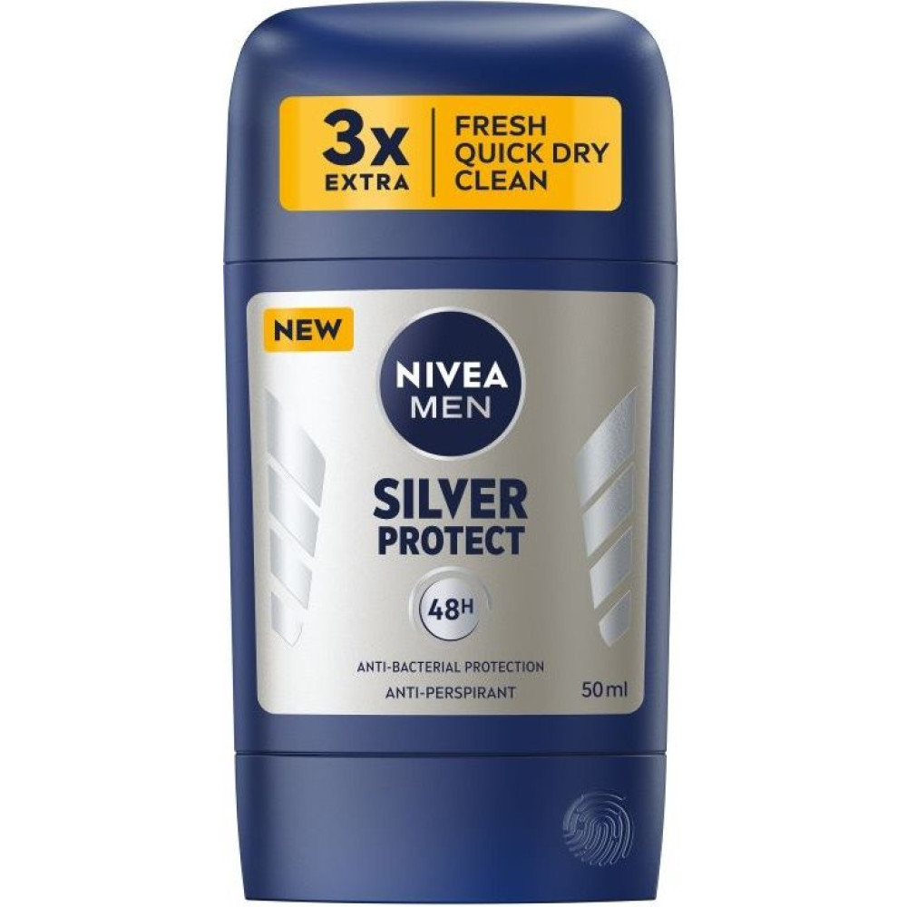 НИВЕА MEN SILVER PROTECT 48H део стик против изпотяване за мъже 50 мл - Грижа за тялото НИВЕА MEN SILVER PROTECT 48H део стик против изпотяване за мъже 50 мл - Грижа за тялото