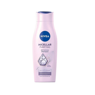 НИВЕА HAIR MICELLAR PURIFYNG мицеларен почистващ шампоан с цитрусова меласа за 48 часа свежа коса 400 мл