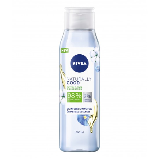 НИВЕА NATURALLY GOOD COTTON FLOWERS & BIO ESSENTIAL OIL душ гел за тяло 300 мл