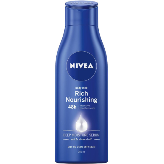 NIVEA BODY MILK RICH NOURISHING 48H подхранващо мляко за тяло за много суха кожа 250 мл