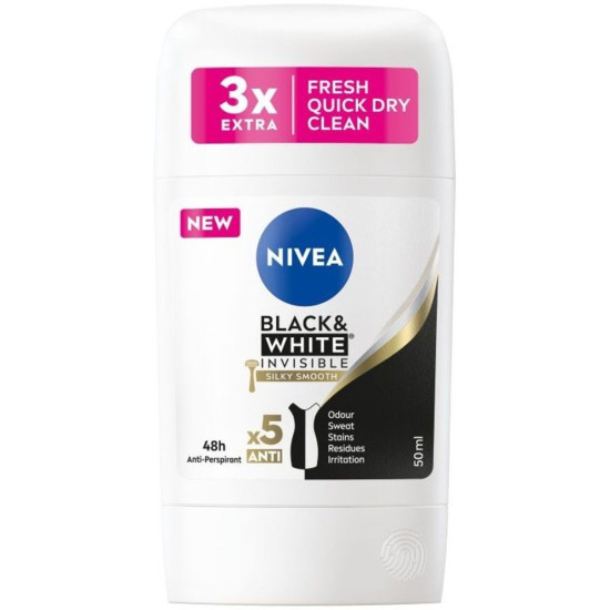 NIVEA DEO BLACK & WHITE INVISIBLE SILKY SMOOTH 48H део стик против изпотяване за жени 50 мл