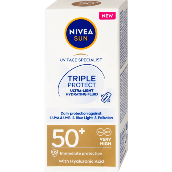НИВЕА SUN TRIPLE PROTECT SPF50+ слънцезащитен ФЛУИД за лице 40 мл