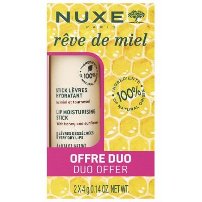 NUXE REVE DE MIEL DUO КОМПЛЕКТ подхранващ стик за сухи и напукани устни 2 x 4 г