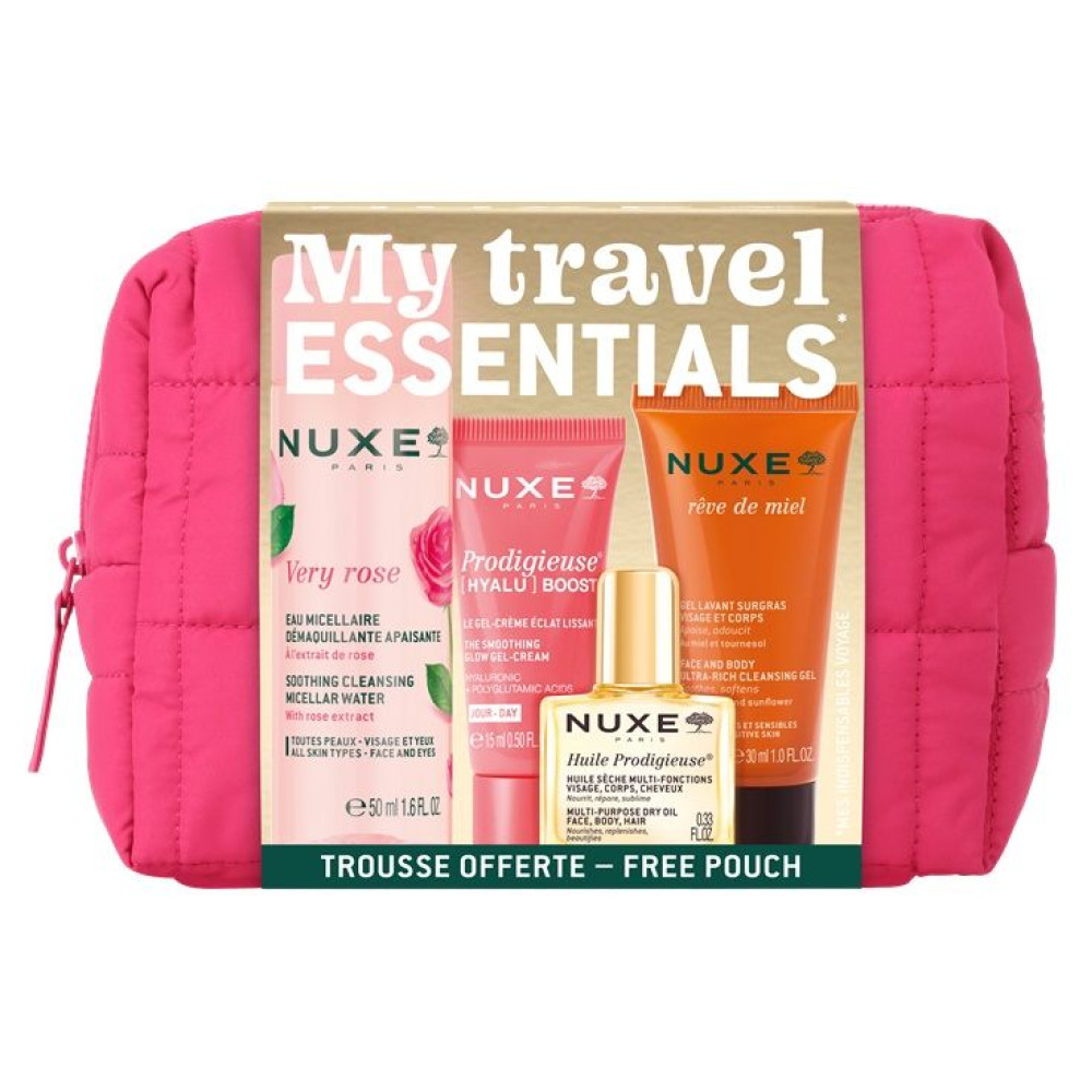 NUXE ПРОМО КОМПЛЕКТ MY TRAVEL ESSENTIALS несесер за пътуване със селекция продукти 4 части - Грижа за лицето