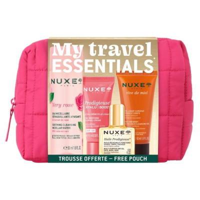 NUXE ПРОМО КОМПЛЕКТ MY TRAVEL ESSENTIALS несесер за пътуване със селекция продукти 4 части