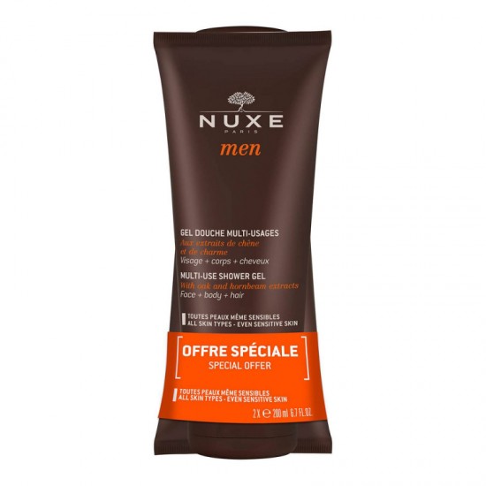 NUXE MEN DUO КОМПЛЕКТ мултифункционален душ-гел за мъже за лице коса и тяло 2 х 200 мл