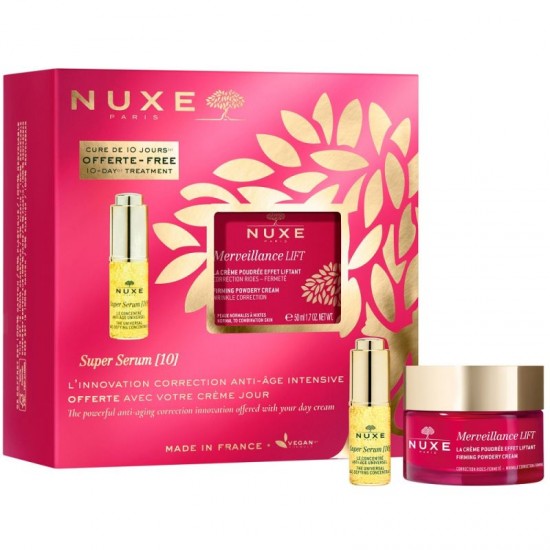 НУКС MERVEILLANCE LIFT ПРОМО КОМПЛЕКТ уплътняващ крем с лифтинг ефект 50 мл + SUPER SERUM 10 концентрат против стареене 5 мл