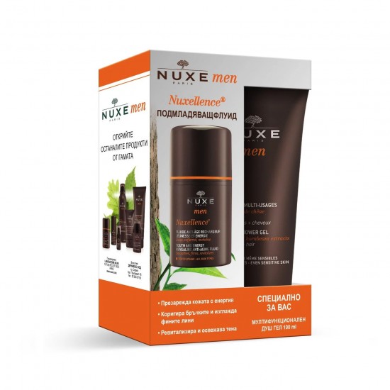 ᐉ НУКС NUXELLELENCE MEN подмладяващ енергизиращ флуид 50 мл + мултифункционален душ гел 100 мл /промо п-т /