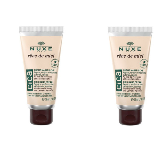 NUXE REVE DE MIEL DUO КОМПЛЕКТ Cica подхранващ възстановяващ крем на много сухи и увредени ръце 2 x 50 мл