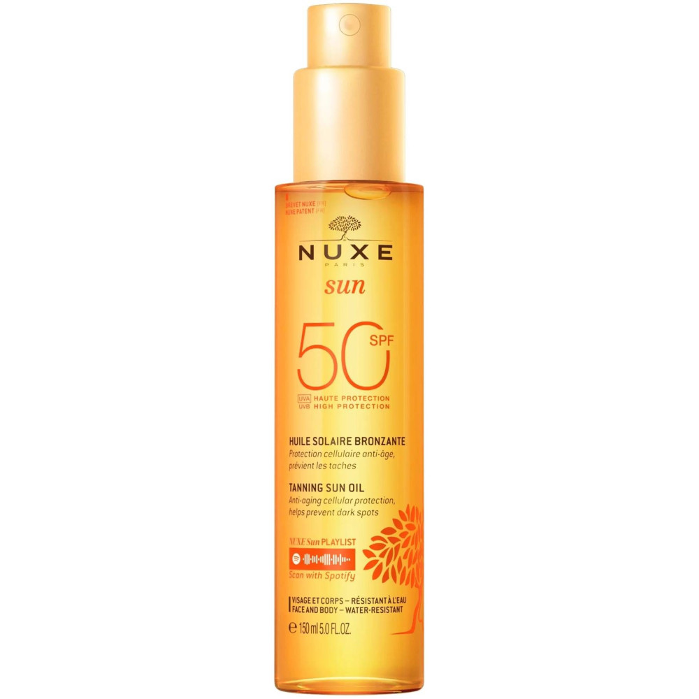 NUXE SUN Sun oil SPF50 олио за придобиване на тен за лице и тяло 150 мл