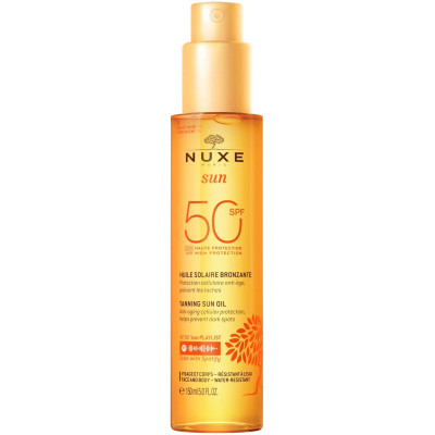 NUXE SUN Sun oil SPF50 олио за придобиване на тен за лице и тяло 150 мл