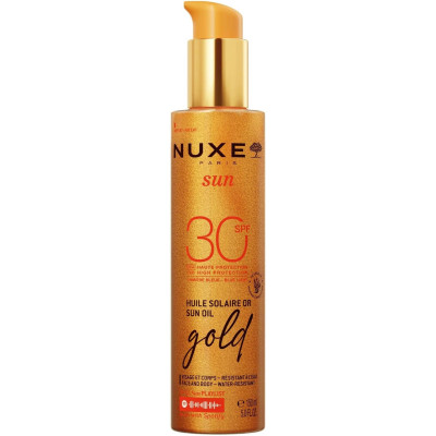 NUXE SUN GOLD Sun oil SPF30 олио за придобиване на тен със златисти частици за лице и тяло 150 мл