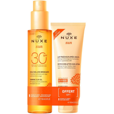NUXE SUN ПРОМО КОМПЛЕКТ SPF30 слънцезащитно олио за придобиване на тен 150 мл + AFTER-SUN лосион за след слънце 100 мл