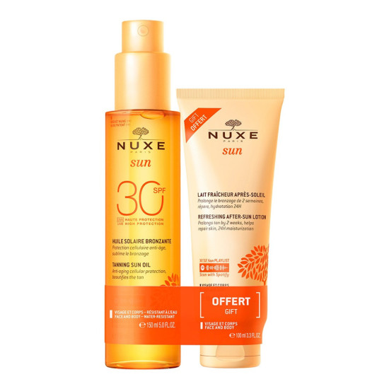 НУКС SUN ПРОМО КОМПЛЕКТ SPF30 слънцезащитно олио за придобиване на тен ...