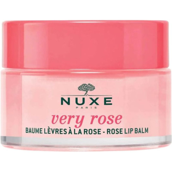 NUXE VERY ROSE хидратиращ балсам за сухи и чувствителни устни с аромат на Роза и розов блясък 15 мл