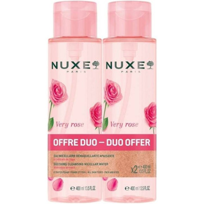 NUXE VERY ROSE DUO КОМПЛЕКТ 3 in 1 Soothing Micellar Water успокояваща мицеларна вода за всеки тип кожа 2 х 400 мл