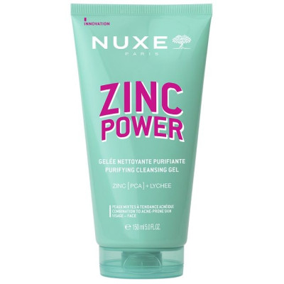 NUXE ZINC POWER GEL пречистващ почистващ гел за лице за комбинирана кожа склонна към несъвършенства с цинк и екстракт личи 150мл