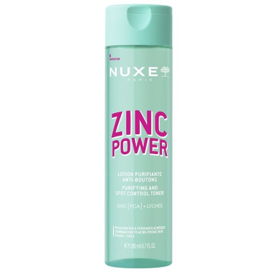 NUXE ZINC POWER LOTION SPOT CONTROL TONER почистващ тонер за лице с комбинирана кожа за контрол на несъвършенствата с цинк 200мл