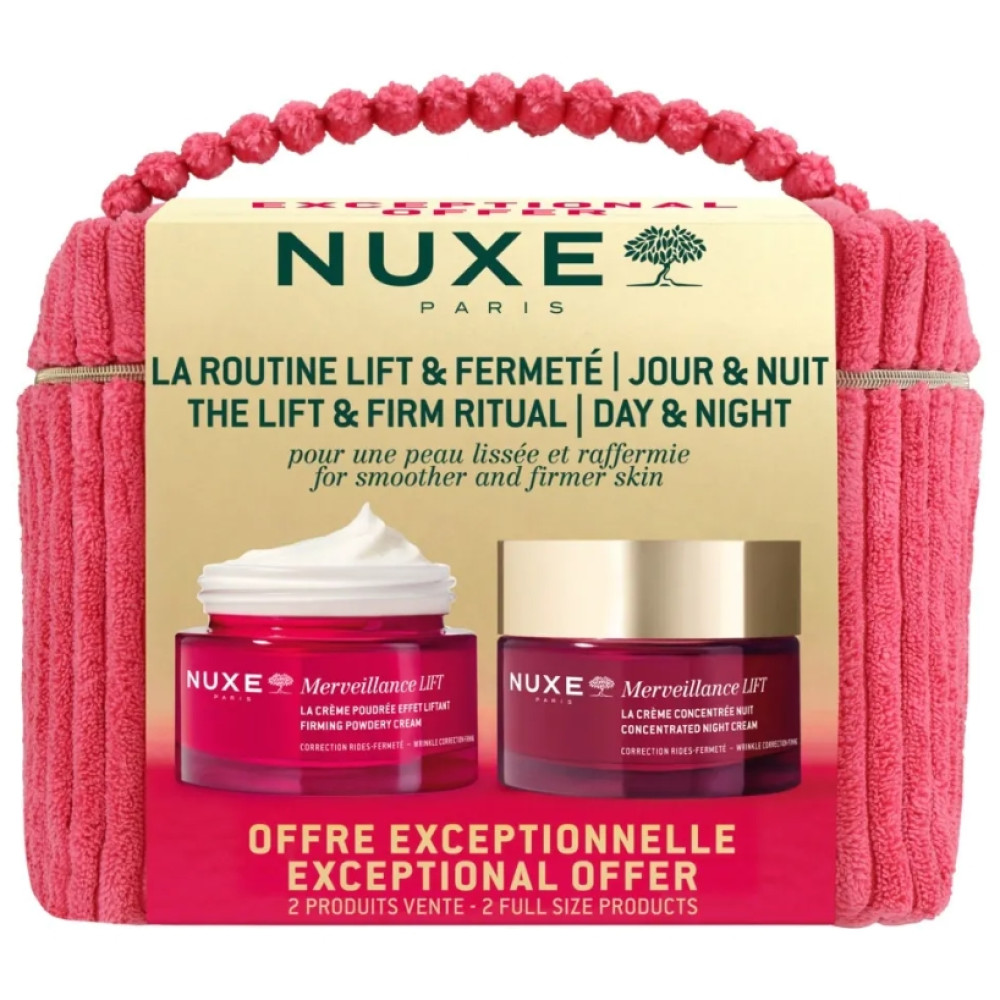 NUXE MERVEILLANCE LIFT ПРОМО КОМПЛЕКТ уплътняващ крем за лице с лифтинг ефект 50 мл  + нощен крем 50 мл - Грижа за лицето