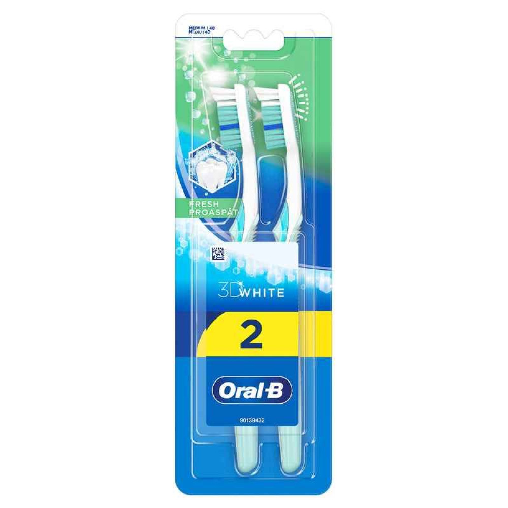 ОРАЛ В четка за зъби 3D WHITE FRESH 40 medium, 2 БР - Орална хигиена
