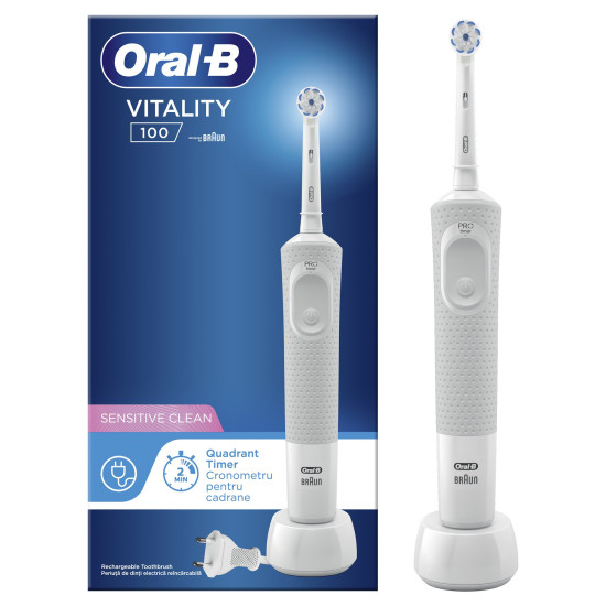 ОРАЛ В VITALITY D100 SENSITIVE CLEAN презареждаща се електрическа четка за зъби