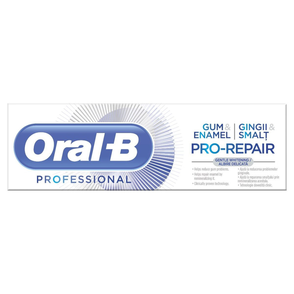 ОРАЛ В PROFESIONAL PRO-REPAIR GENTLE WHITENING избелваща паста за зъби и венци 75 мл - Орална хигиена