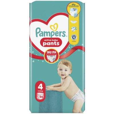 ПАМПЕРС ACTIVE BABY PANTS 4 гащи за бебета и деца /9-15 кг/ х 54 бр