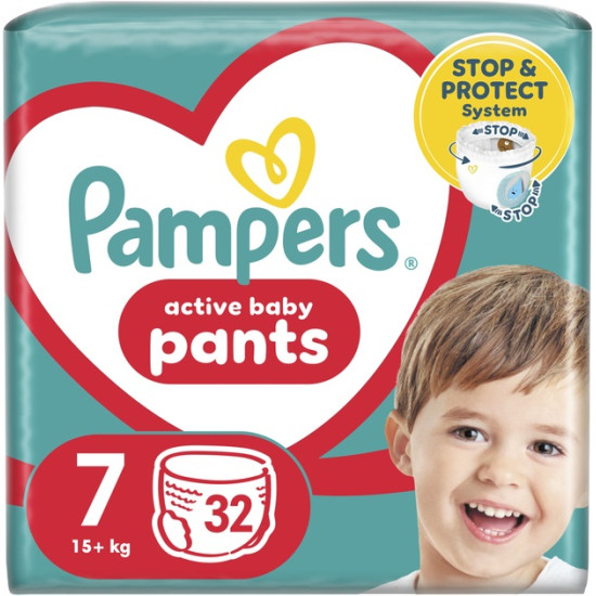 ПАМПЕРС PANTS 7 гащи за бебета и деца /15+ кг/ x 32 бр