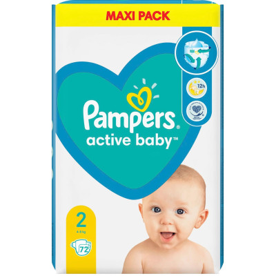 ПАМПЕРС ПЕЛЕНИ ACTIVE BABY 2 /4-8 кг/ х 72 бр